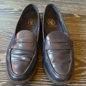 Cole Haan Women’s Pinch Main Classic Navy Penny Leather Loafers Size 9.5B